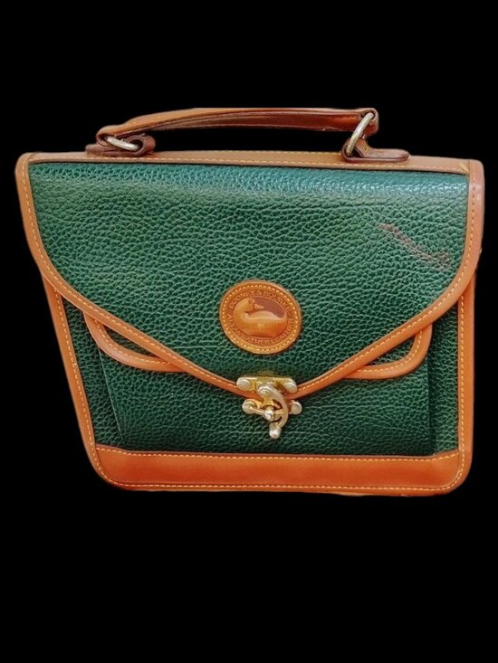 Dooney & Bourke Handbags - Dooney & Bourke Vintage Green Brown Pebbled Briefcase Style Bag
